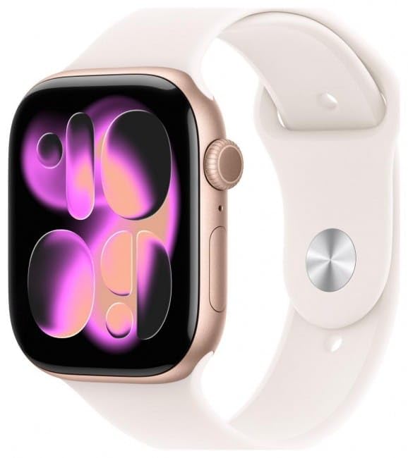 Apple Watch Series 11 - Reloj Inteligente GPS de 42 mm con Caja de Aluminio de Oro Rosa con Correa Deportiva de Rubor Claro S/M. Puntuación de sueño, rastreador de Fitness, monitoreo de Salud