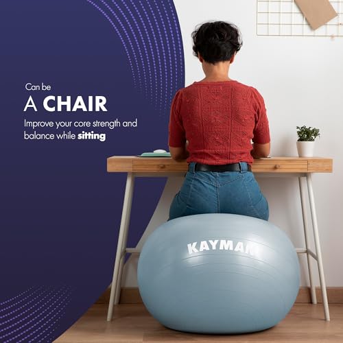 KAYMAN Exercise Ball - Anti-Burst System, Non-Slip Rings, Durable Material, Easy to Inflate, Ideal for Yoga, Pilates, Fitness, Balance Training, Gym, and Home Workouts - Image 5