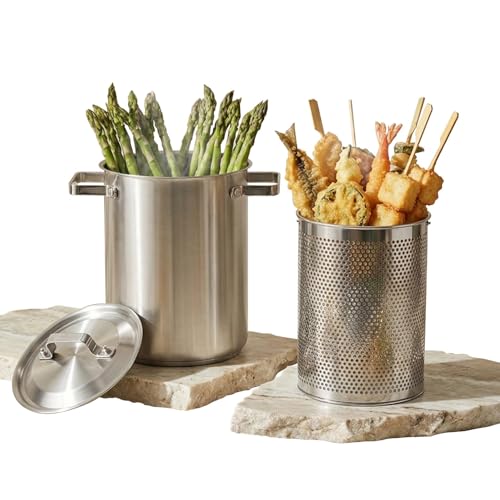 High-Quality Stainless Steel Asparagus Steamer & Pasta Cooker with Perforated Cooking Basket