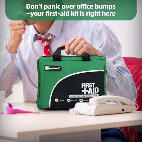 General Medi 160 Piece Compact First Aid Kit Bag - Including Cold (Ice) Pack, Emergency Blanket, Moleskin Pad,Perfect For Travel, Home, Office, Car, Camping, Workplace (Green) - 9