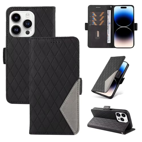 WOWUDI Funda para Huawei P9 Lite 2017,con Tapa de Piel sintética, magnética,Tarjetero y Suporte,Capa Plegable Cartera, Flip Phone Cover Case-Negro