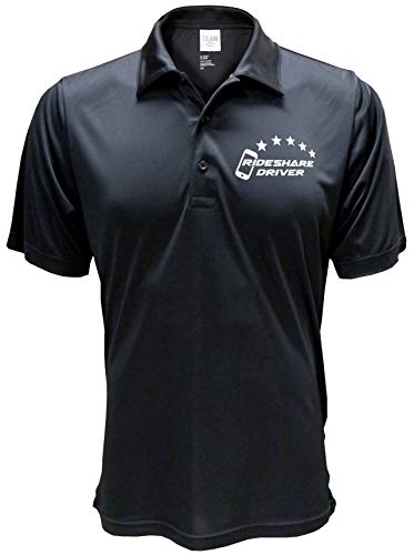5-Star Rideshare Driver Performance Polo, Reflective Design, Moisture Wicking, Uber, Lyft Black