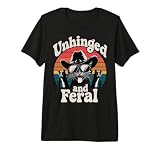 Unhinged And Feral Funny Retro Vintage Cat Cowboy Kitten Premium Tri-blend T-Shirt
