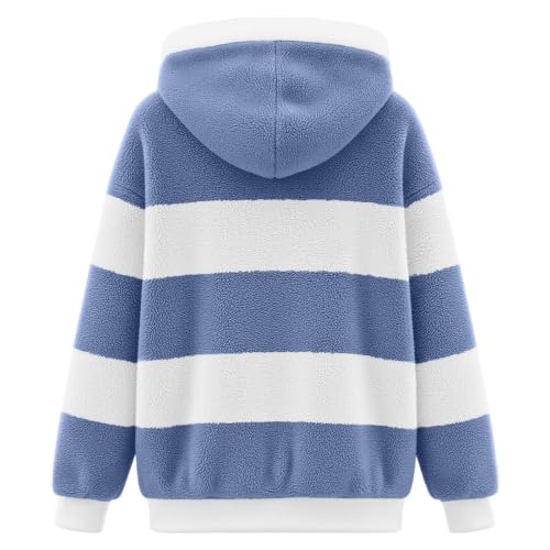 CHENXDZHAO Zip Up Hoodie Women,Womens Fleece Jacket Plus Size Long Sleeve Full Zip Up Hooded Sweatshirt 2026 Trendy Casual Warm Fall Winter Coat,Blue,L - image 5