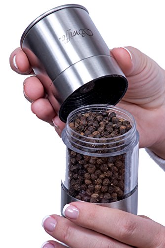 Swiffe Salt And Pepper Grinder 2 In 1 - Stainless Steel And Acrylic Salt And Pepper Mill - Adjustable Coarseness - Good Fresh Grind - Great For Gourmet Kitchen Chefs - Classic Design - Nice On Table #TOP3