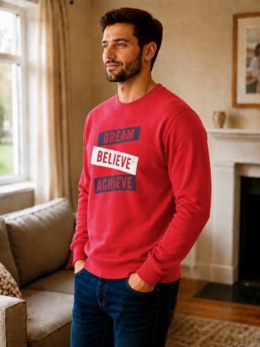 Image of Mack Jonney Men's Printed Fleece Sweatshirt|Full Sleeve Round Neck Winter Sweatshirt for Casual Wear|Travel|Gym & Everyday Style-mj-403