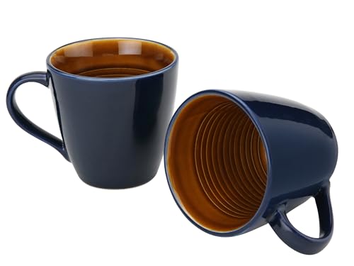 Image of Bodhi House Handcrafted Ceramic Coffee Mug Set of 2 Pieces (350 Ml), Stoneware Tea Cup, Microwave Safe Large Milk Mug, Glossy Finish, Ideal for Daily use, Casual Gatherings and Gifting, Royal Blue