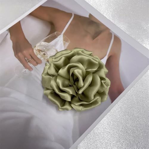 Image of Dainty Peony Rose Flower Brooches Lapel Pins Delicate Elegant Fabric Flowers Brooch Pin for Women Flower Corsage for Wedding Party Accessories Jewelry Gifts100mm