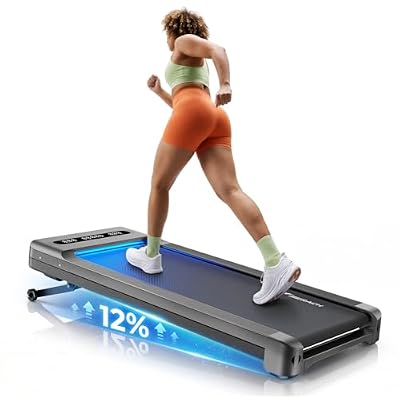 MERACH UltraWalk W60 Walking Pad Treadmill with 12% Auto Incline, Under Desk Walking Pad 400lb Capacity, Max 3.5HP Heavy Duty Walking Pad with Incline for Tall People with BT Speaker, RGB Light & APP