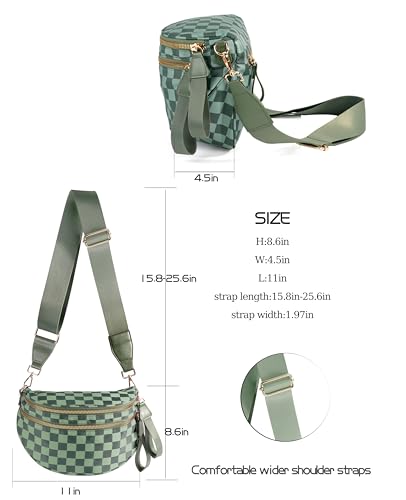 Image of FEIBOON Spacious Checkered Nylon Crossbody Bag Bum Bag Handbags Wallets for Women