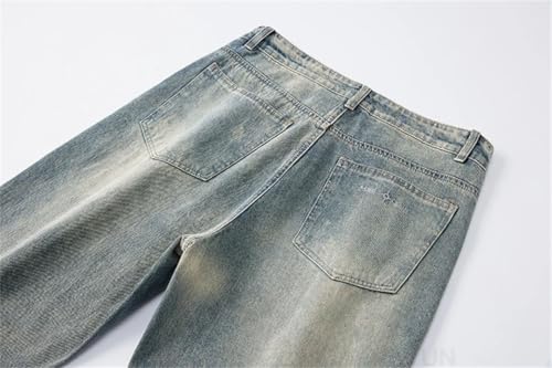 Men Wide Leg Pants Baggy Retro Blue Streetwear Full Length Trousers Vintage Loose Jeans2