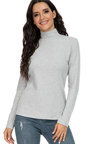 Image of Women's Cotton Mock Turtleneck Long Sleeve Basic Thermal Top