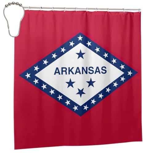Rideau de douche Arkansas 185 cm imperméable avec crochets pour salle de bain