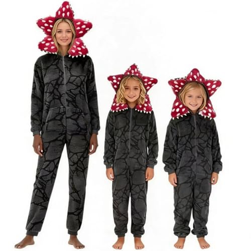 unicorn warrior Unisex Adults Demogorgon Onesie Pajamas Hooded Jumpsuit Costume Loungewear Black