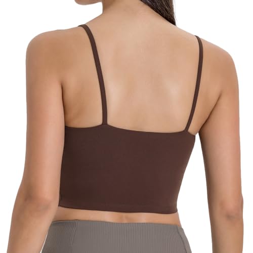 Image of Women's Strappy Stretch Sports Bra Longline Yoga Tank Top Fitness Bra Workout Camisole Crop Tops for Teen Girl