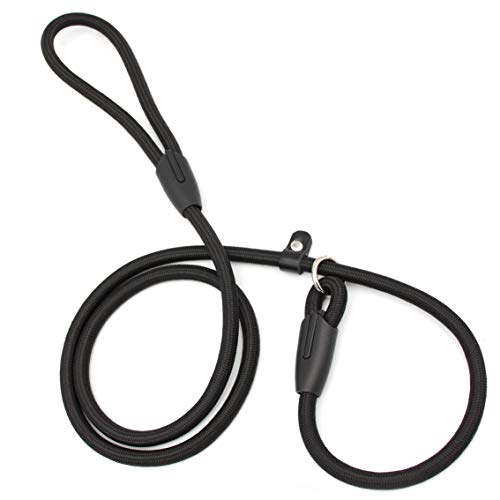 4.5 FT Nylon Dog slip lead, Adjustable Pet Dog Training Leash Rope Soft Climbing Walking Lead Collar for Small and Medium Dog, black(10mm*135cm )