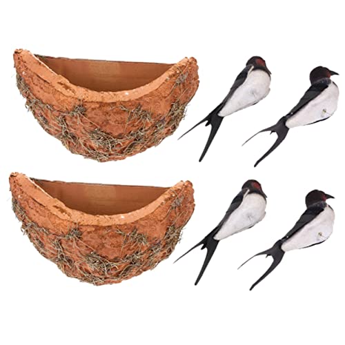 TOGEVAL 2 Satz Schwalbennester Kaufen Rustikale Vogelnest Wandskulpturen aus Schaumstoff und Papierkarton Installieren für Gartendekoration und Geschenk