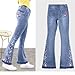 CHARTOU Womens Chic Floral Embroidered High-Rise Bell Bottom Flare Jeans Broad Feet Long Denim Pants (Blue, Large)
