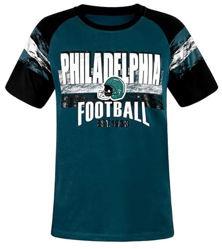 Mens City Football Fans Athletic Arm Stripe Tee Raglan T-Shirts - Midnight Green & Black - Size: M