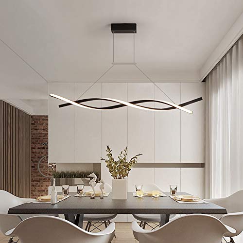 Ziplighting Modern Led Pendant Lighting For Dining Room & Kitchen Island Stepless Dimmable Pendant Light With Remote Dimming Chandelier Contemporary Adjustable Ceiling Fixture Wave Ceiling Light F #TOP6