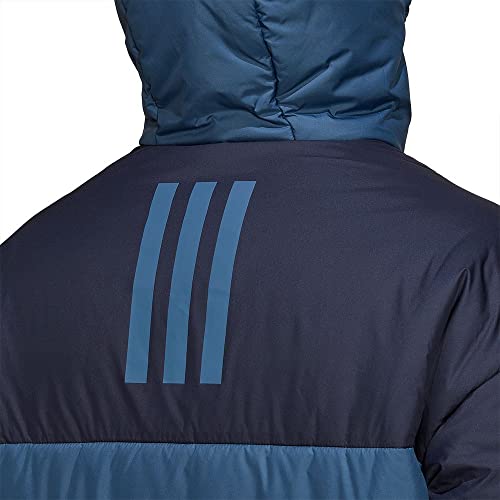 adidas Hombre BSC 3-Stripes Puffy Hooded Jacket, Legend Ink/Wonder Steel, L