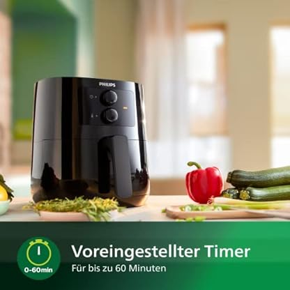 Philips Essential Airfryer Heissluftfriteuse - 4,1-Liter-Pfanne, Fritteuse Ohne Öl, Rapid Air Technologie, HomeID-App, Zeit- Und Temperaturkontrolle, Schwarz (HD9200/90) – Bild 5
