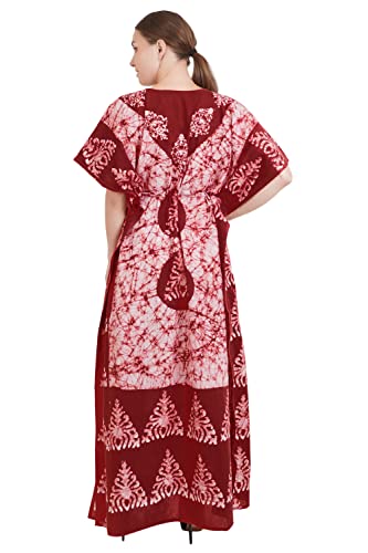 Image of Onekbhalo Women's Cotton Floral Kaftan Nighty Maxi Gown (OK Free Size)