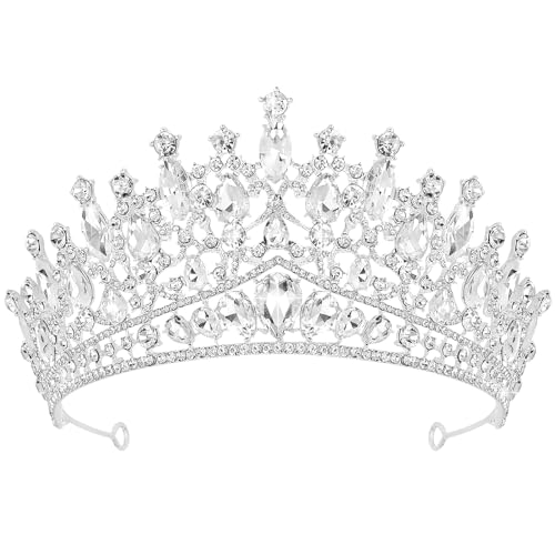 CAVETEE Birthday Crowns for Girls Silver Tiaras and Crowns for Women and Girls Princess Crown and Tiara for Birthday Queen Parties Pageant Prom