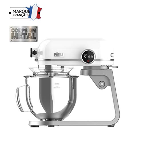 Faure FKM-802MP1 Robot Pâtissier Magic Baker Premiuim - 800W transmission directe -Mouvement Planétaire - Bol Inox 5,2L - Coloris Blanc