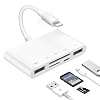 SD Card Reader, Lightening USB Camera Adapter for Phone 11/XS/Pad, Updated 5 in 1 OTG Cable Adapter with 2 x USB 3.0 OTG Interface, SD/TF Card Reader, 1 x PD Connection, No App Required