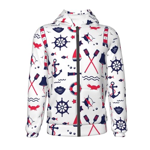 Sailing Marine Travel Kids Pullover Hoodies Boys Zip Up Sweatshirts Girls Athletic Clothes with Pocket2