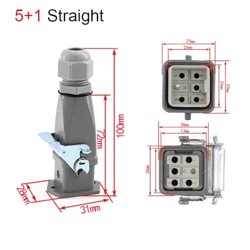 Conector de alta resistencia rectangular de 6 pines recto para maquinaria industrial 2