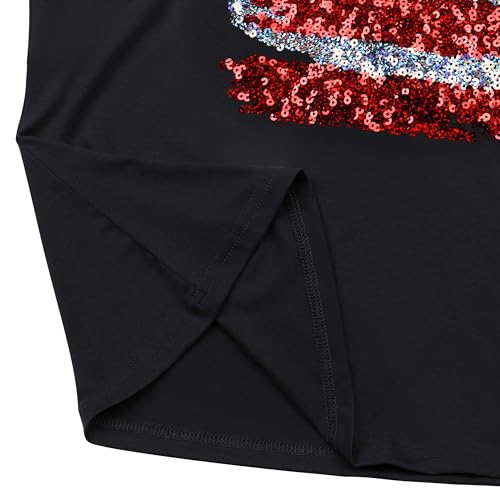 Image of PESION Womens Short Sleeve T-Shirt Sequined Tops O-Neck Funny Graphic Tees Blouse
