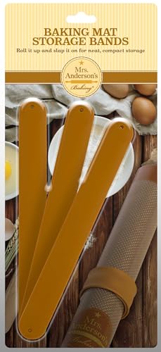 Mrs. Anderson’s Baking Slap-On Storage Bands, Silicone-Coated Steel, Secures Rolled-Up Baking Mats For Storage, Set of 3