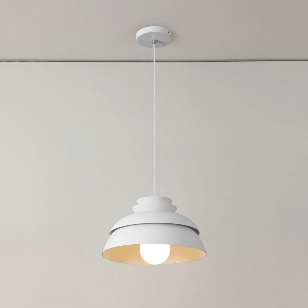 Lustre en métal blanc réglable, suspension design chic pour îlot de cuisine