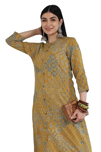 Image of MIRCHI FASHION Pure Cotton Kurti for Women | A-Line Kantha Work Printed Kurta for Woman | Ethnic Wear for Office & Daily Use (Single Piece)