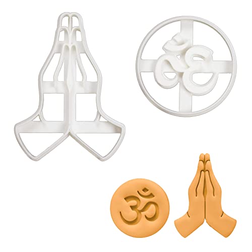 Set of 2 Yoga themed cookie cutters (Designs: Namaste Hands & Aum Om Symbol), 2 pieces - Bakerlogy Set of 2 Yoga themed cookie cutters (Designs: Namaste Hands & Aum Om Symbol), 2 pieces - Bakerlogy