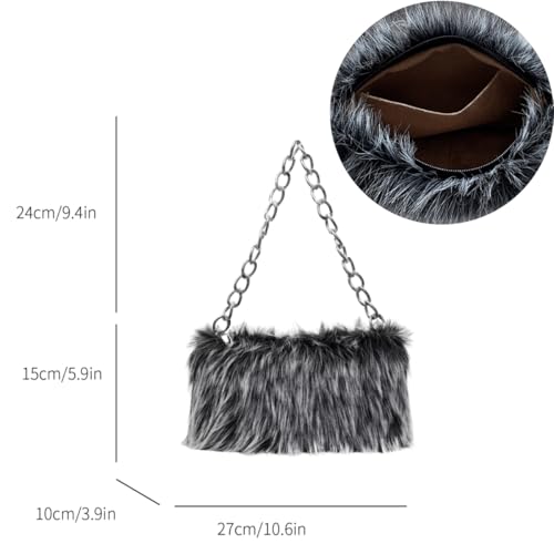 Bolso tote de felpa para mujer con cadena miniatura 5