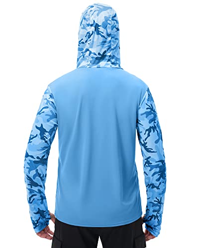 Image of FISHEAL Men's Performance Fishing Hoodie Shirt - UPF 50+ UV Sun Protection Long Sleeve Shirts with Mesh Face Mask