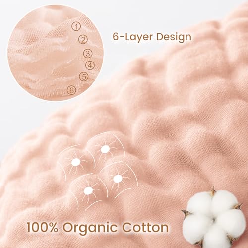 Image of david's kids 2 Pack Baby Hooded Towels, Large 32 inchx32 inch, 6 Layer 100% Muslin Cotton Absorbent Girl Bath Towel for Newborn, Infant and Toddler. Soft and Breathable Baby Essentials, Pink Floral&Rose