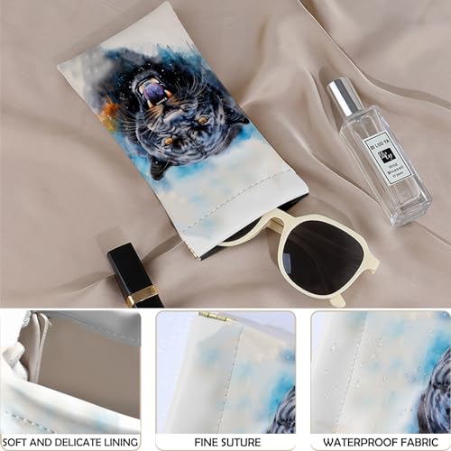 Image of 2 PCS Glasses Eyeglass Sunglasses Case Pouch Soft PU Leather Cute Aesthetic with Cleaning Cloth for Boys Men Man
