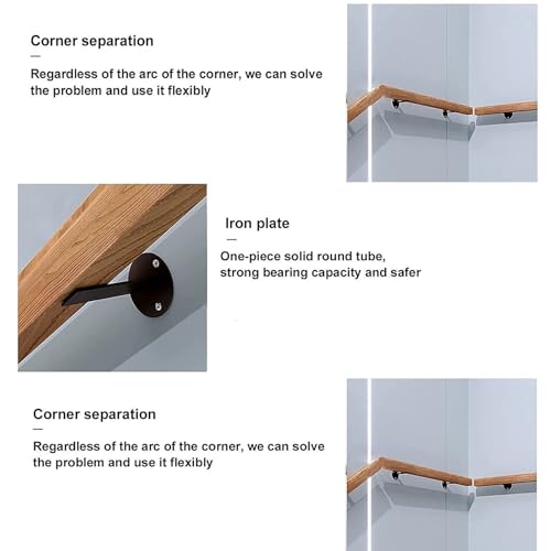 Rambarde murale en bois pour escalier intérieur et barre de soutien - 5