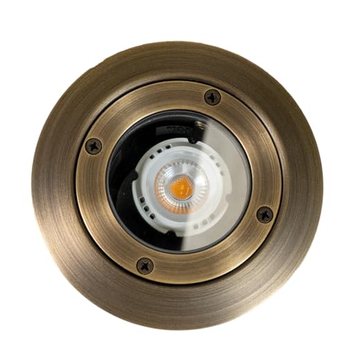 VOLT 12V Waterproof IP68 Mini Well Light with Brass Top (Bronze) & 4W 2700K Warm White LED MR11 Bulb for Low Voltage Landscape Lighting of Pathway, Driveway, Tree, Column or Wall - Thumbnail 3