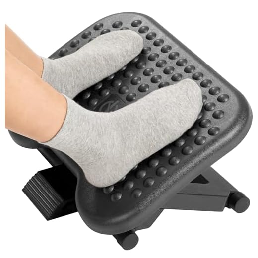 HUANUO Adjustable Under Desk Footrest, Foot Rest for Under Desk at Work with Massage, Foot Stool Under Desk with 3 Height Position & 30 Degree Tilt Angle Adjustment for Home, Office