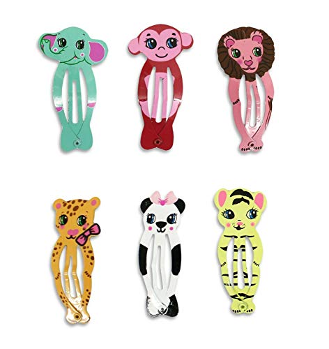 Kids Meisjes Bendies Sleepies Haar Snap Clip Slides - Nieuwigheid Ontwerp Set Zoo Animals