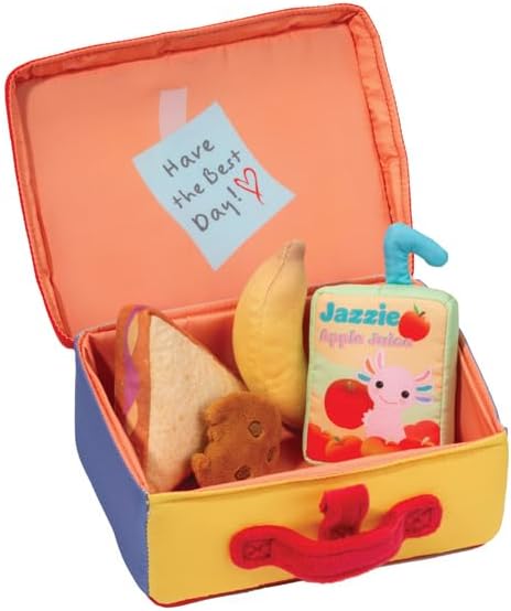 Lunchbox Playset with Matching Soft Toy Accessories Lunch Time Play Set Interactive Stuffed Animal Foods and Carrying Tote - 5 Piece Set