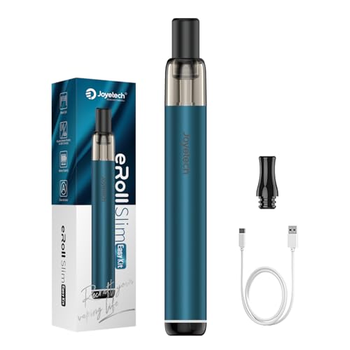 JOYETECH eRoll Slim easy Kit Cigarette Électronique 480 mAh Vape Rechargeable Starter Kit sans Nicotine sans Tobac Bleu