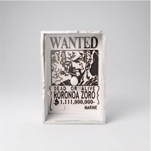 Image of Mini Roronoa Zoro Anime Shadow Lamp | One Piece Wanted Wall Light | LED Anime Wall Decor, Character Shadow Projection Lamp | Otaku Room Bedroom Decor