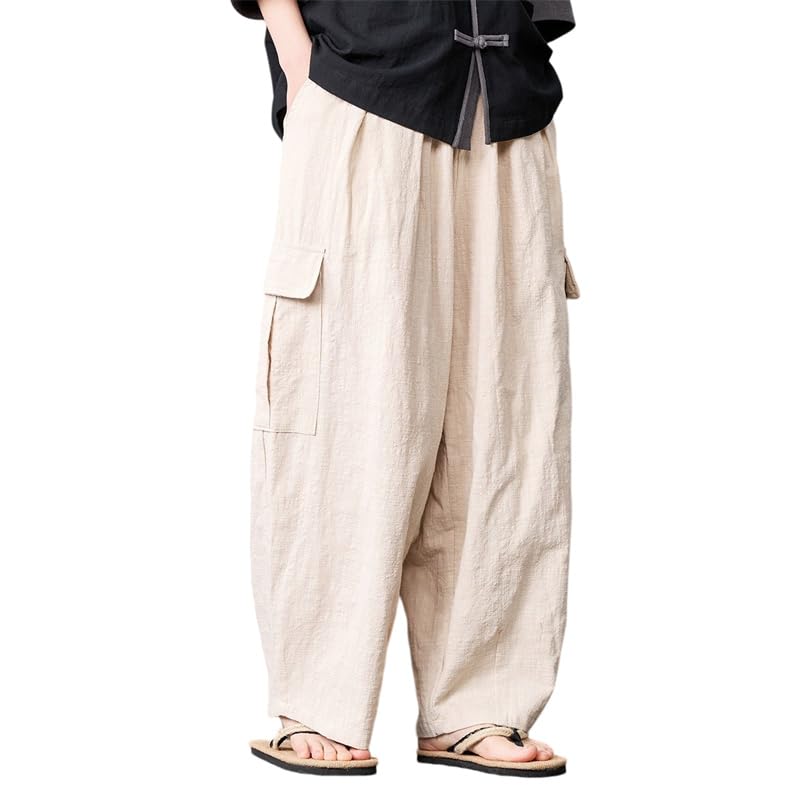 Pantalon sarouel ample coupe traditionnelle haut de gamme lin drapé