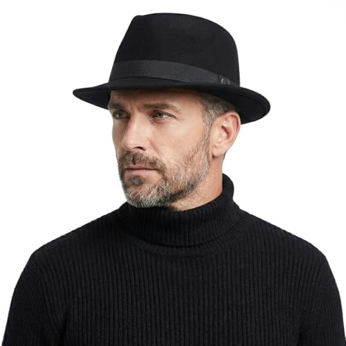 Image of FREEBIRD99 100% Wool Felt Panama Fedora Hat Short Brim Trilby Flat Hat for Men Women